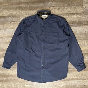 LL Bean Katahdin Shacket Mens 2XL Tall Navy Blue Plaid Canvas Flannel Lined